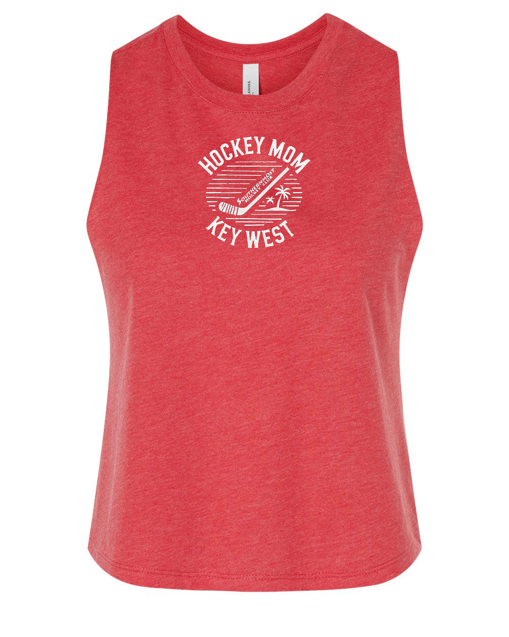 Retro Hockey Mom Key West  Cropped  Racerback Tank